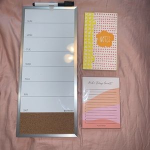 white board and notepads